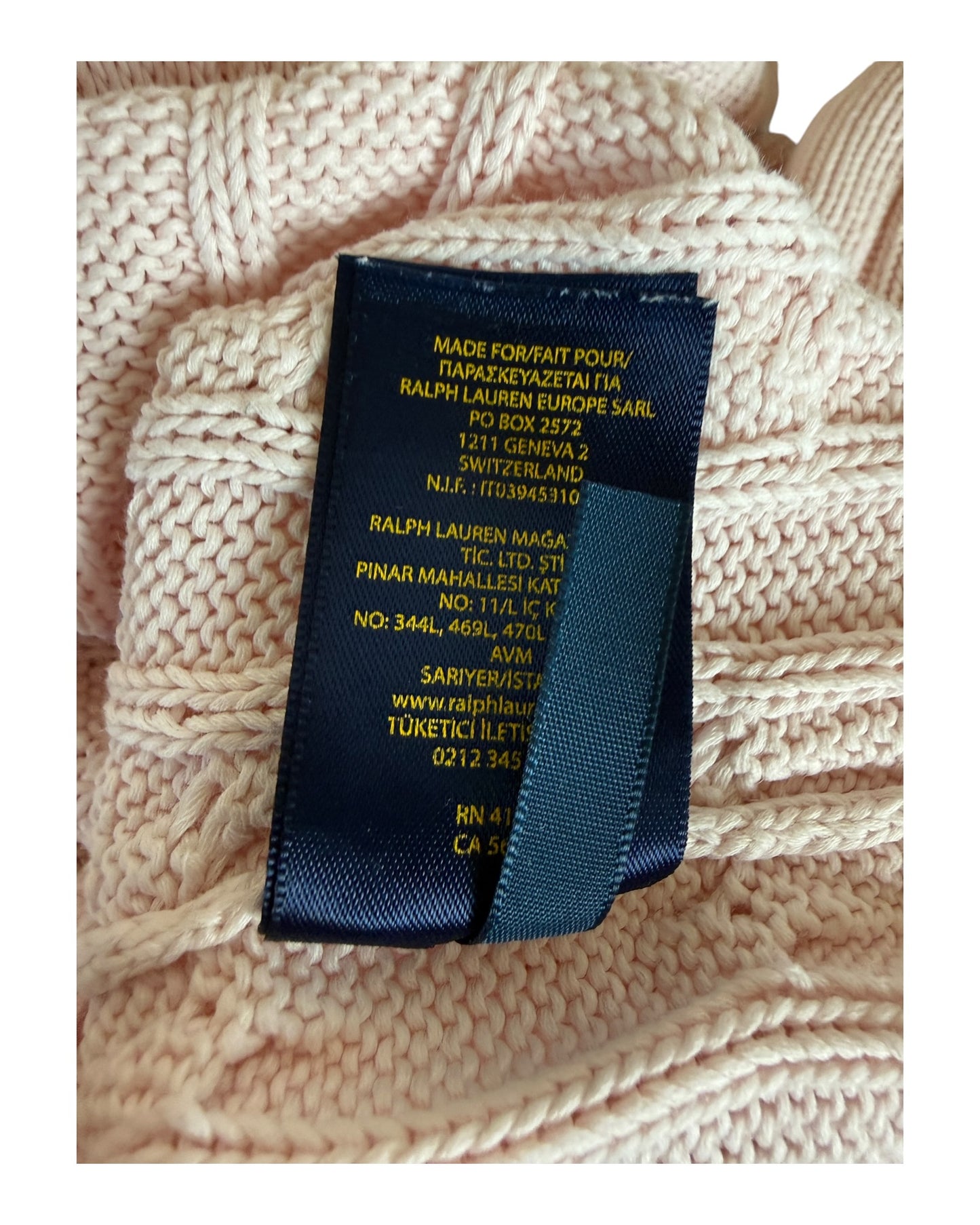 Polo Ralph Lauren Zopfmuster Pullover rosa Größe L