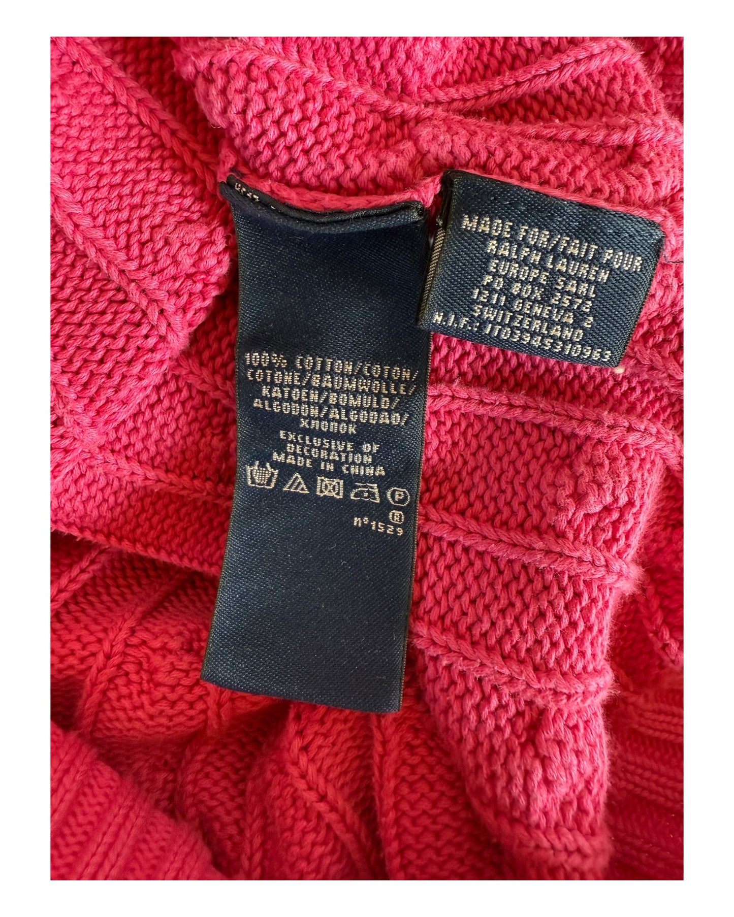 Polo Ralph Lauren Zopfmuster Pullover pink Größe M
