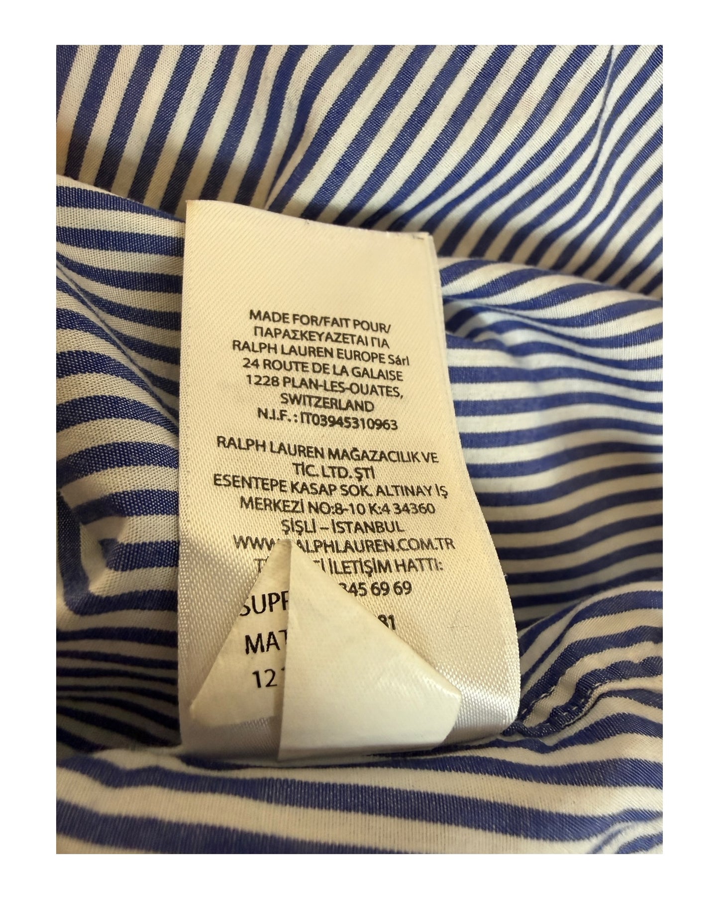 Polo Ralph Lauren Hemd blau weiß gestreift Größe M