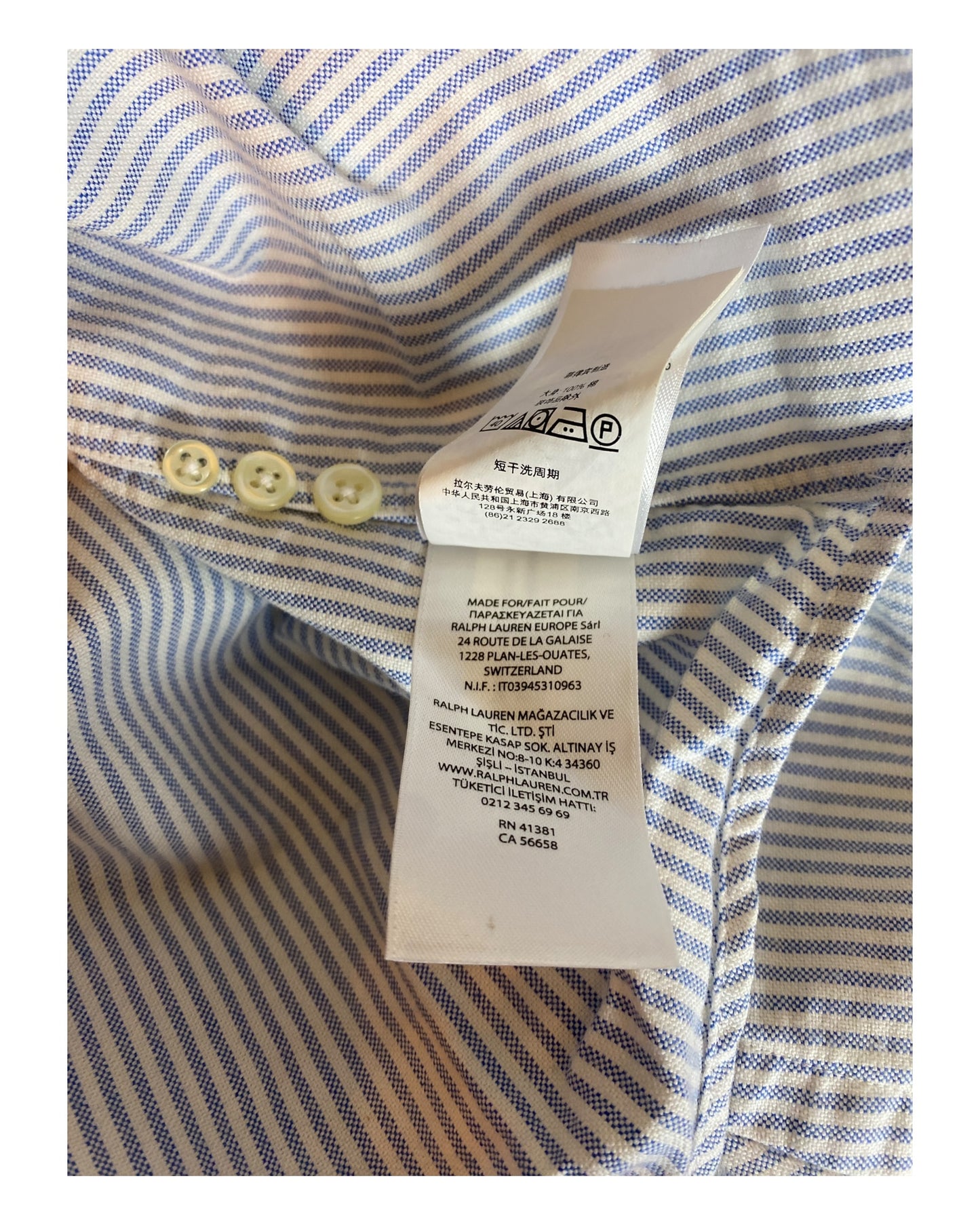 Polo Ralph Lauren Oxfordhemd blau weiß gestreift Größe M