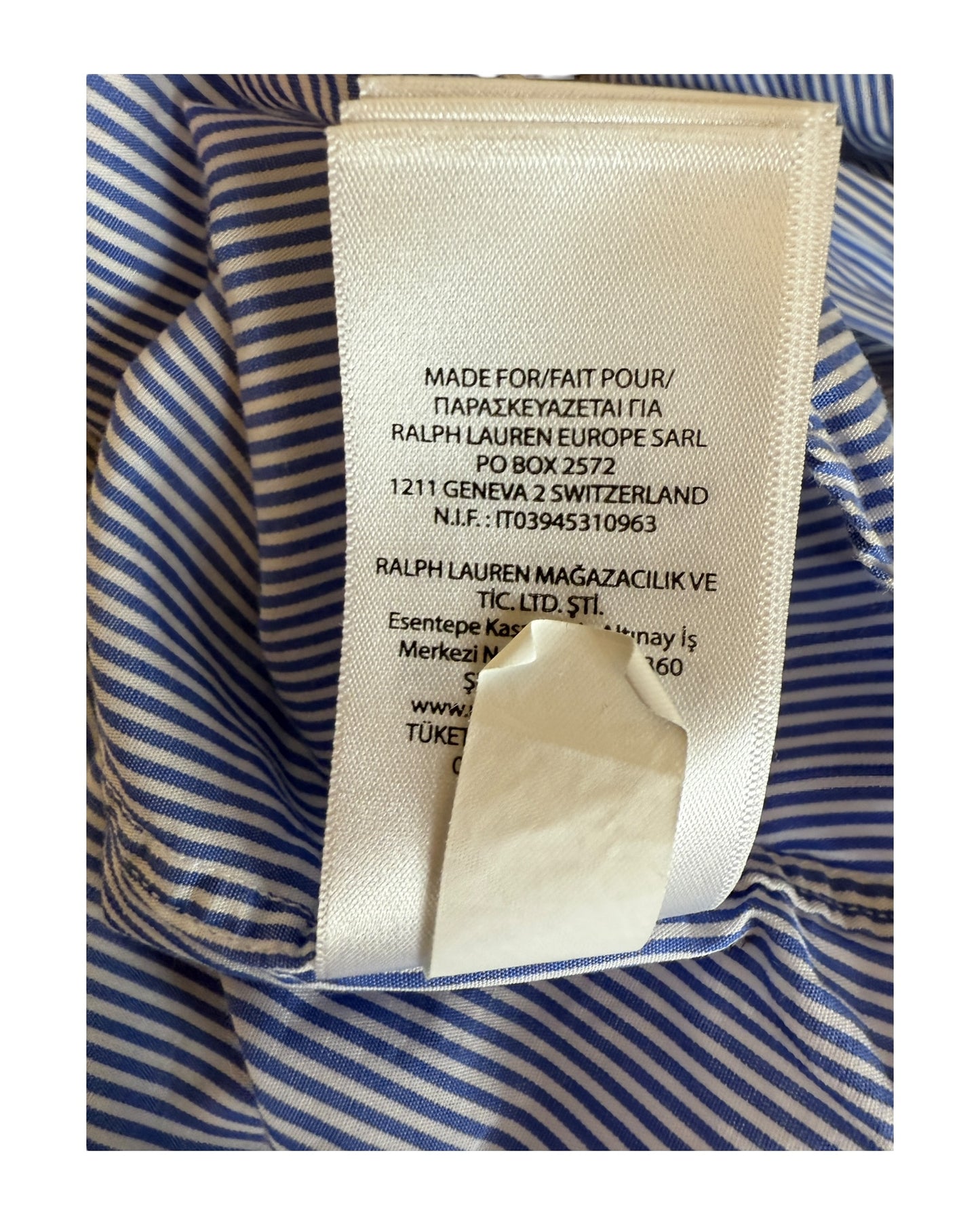 Polo Ralph Lauren Hemd blau weiß gestreift Größe M