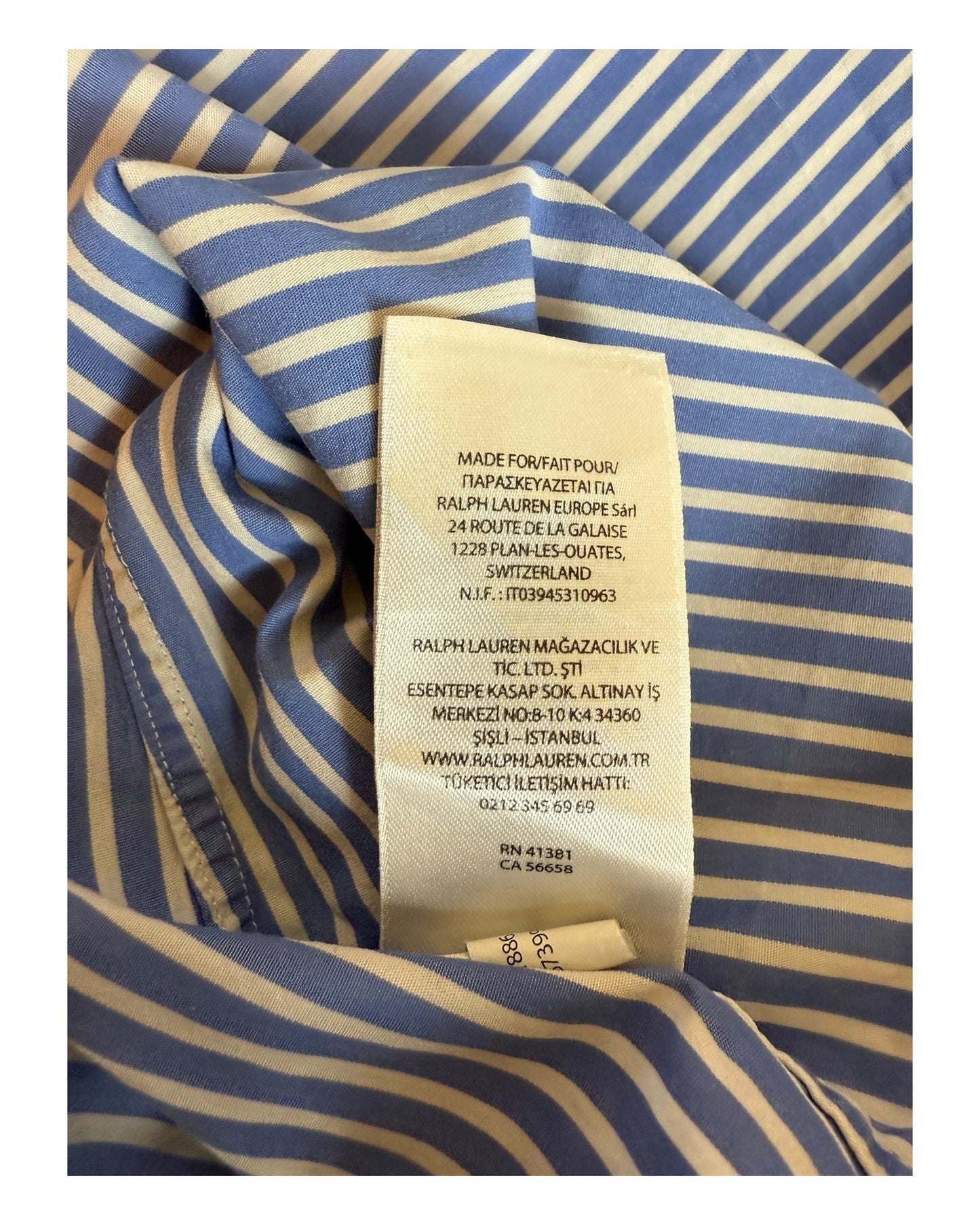 Polo Ralph Lauren Hemd blau weiß gestreift Größe L