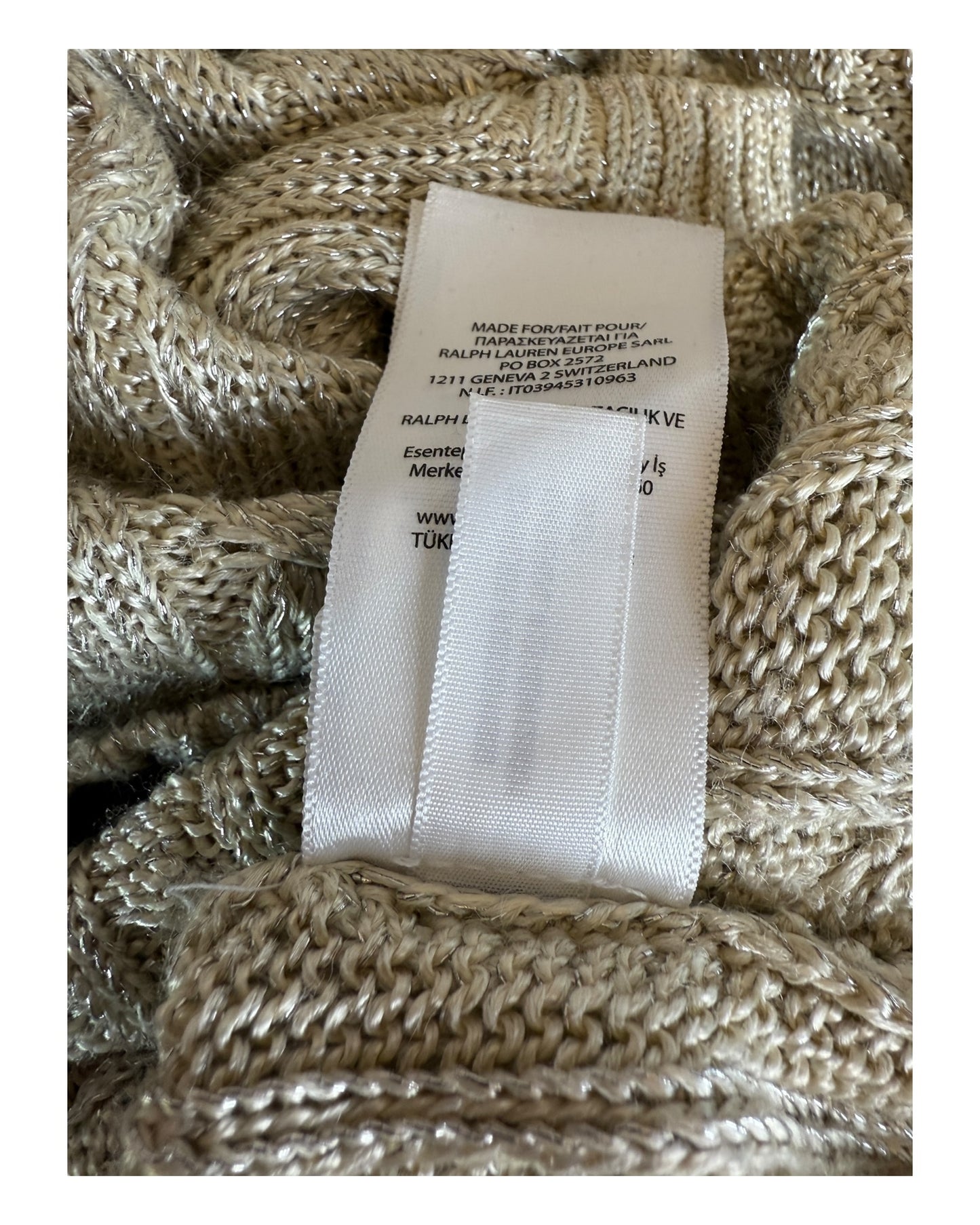 Polo Ralph Lauren Zopfmuster Pullover beige Größe S