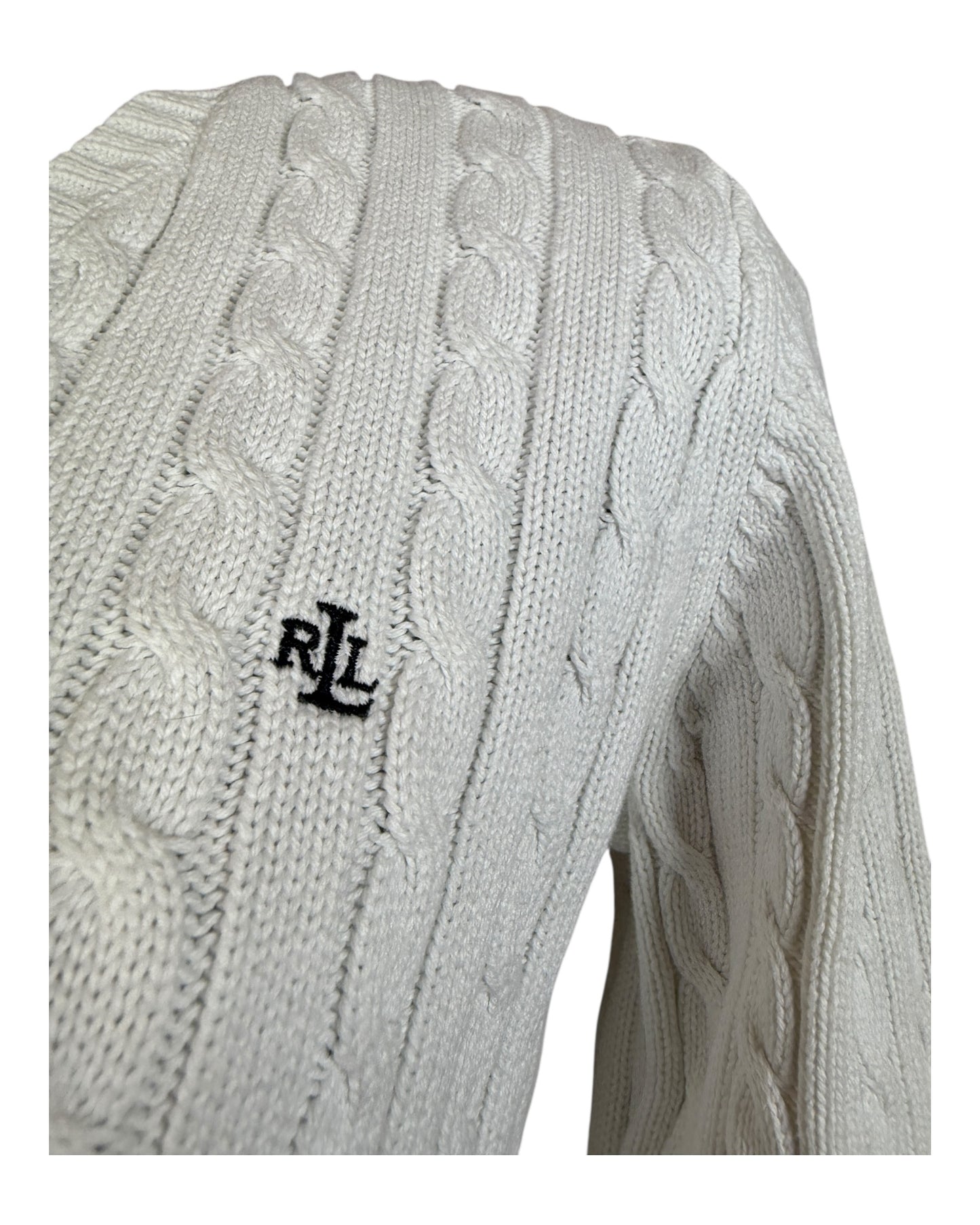 Polo Ralph Lauren Zopfmuster Pullover weiß Größe M