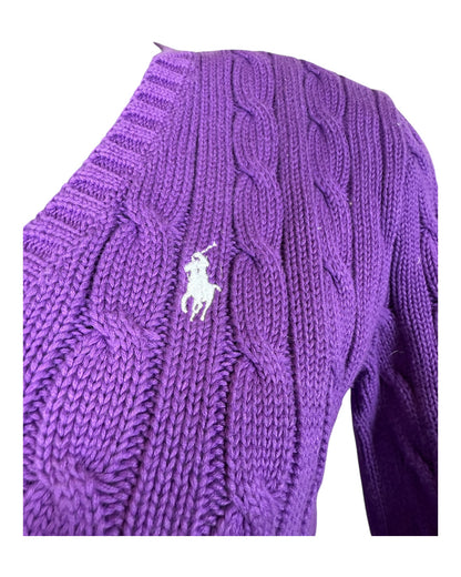 Polo Ralph Lauren Zopfmuster Pullover Lila Größe M