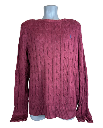Polo Ralph Lauren Zopfmuster Pullover bordeauxrot Größe M