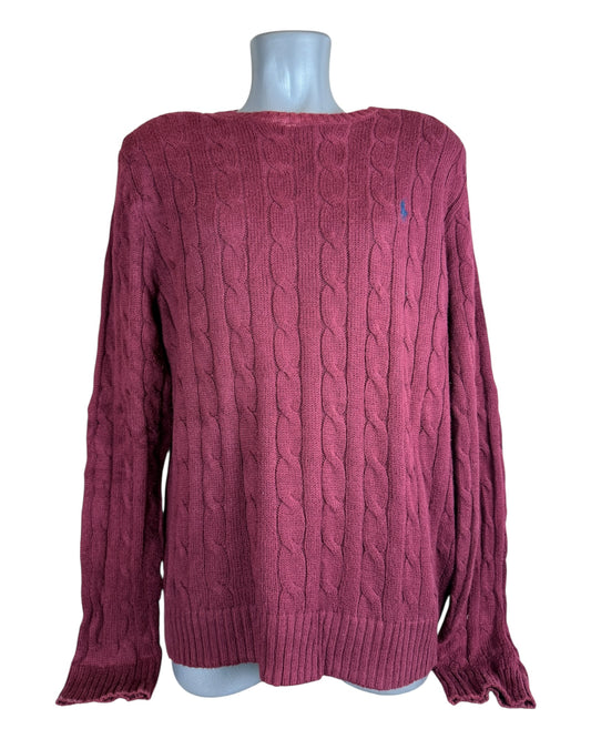 Polo Ralph Lauren Zopfmuster Pullover bordeauxrot Größe M