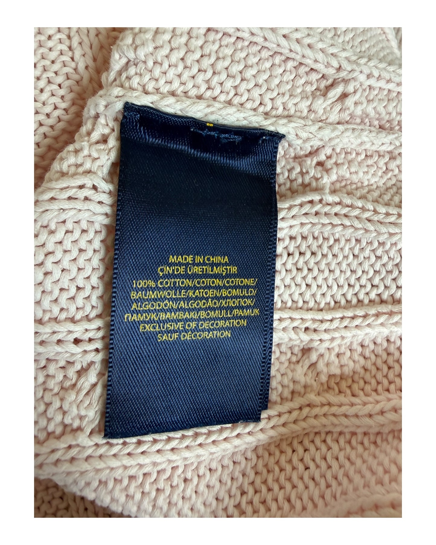 Polo Ralph Lauren Zopfmuster Pullover rosa Größe L