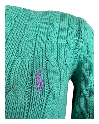 Polo Ralph Lauren Zopfmuster Pullover türkis Größe M