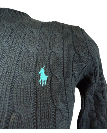 Polo Ralph Lauren Pullover Zopfmuster schwarz Größe S