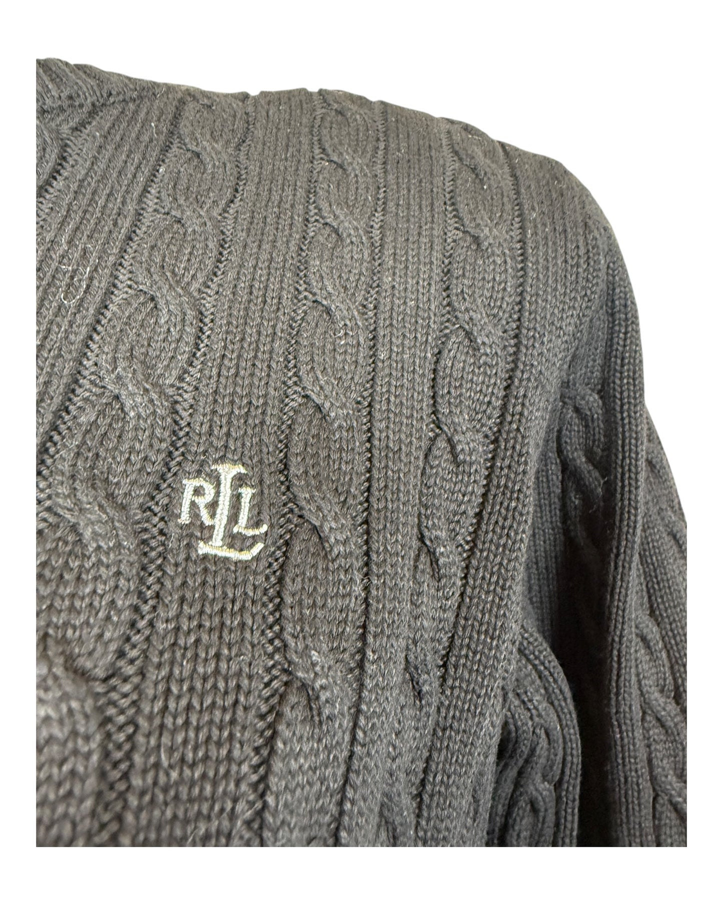 Polo Ralph Lauren Zopfmuster Pullover schwarz Größe S