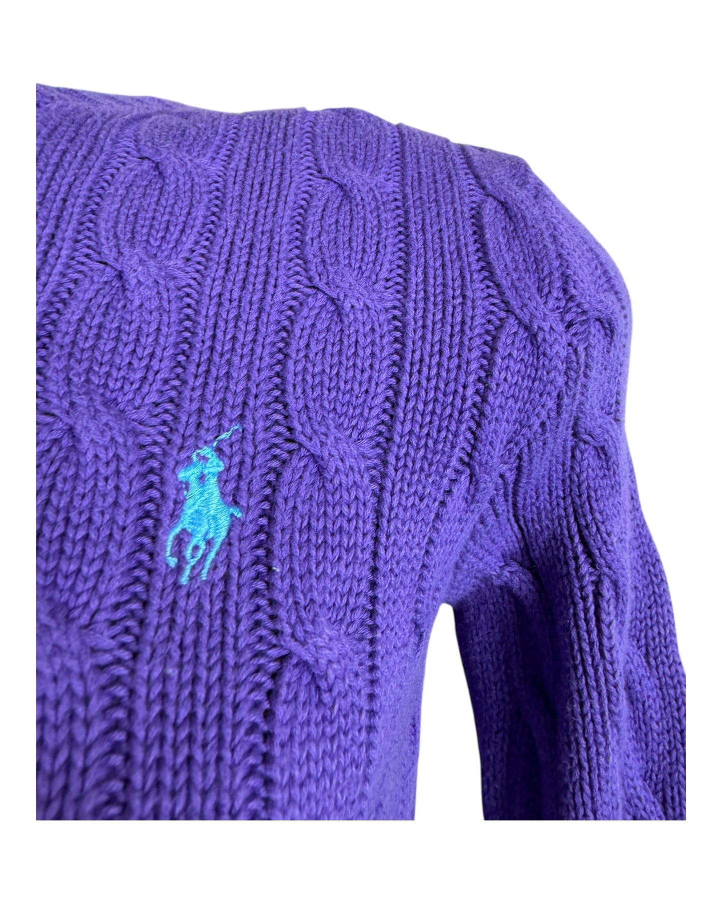 Polo Ralph Lauren Zopfmuster Pullover lila Größe S