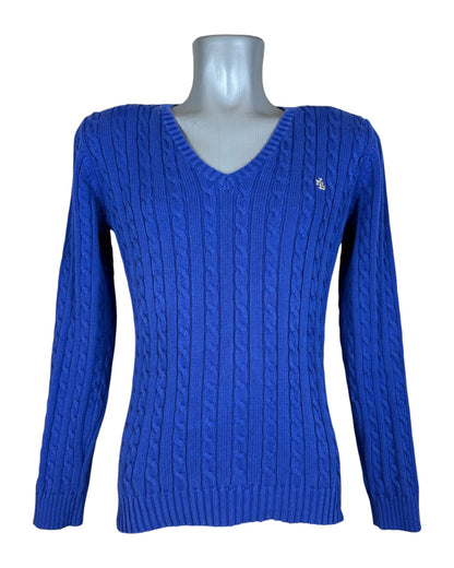 Polo Ralph Lauren Zopfmuster Pullover blau Größe M