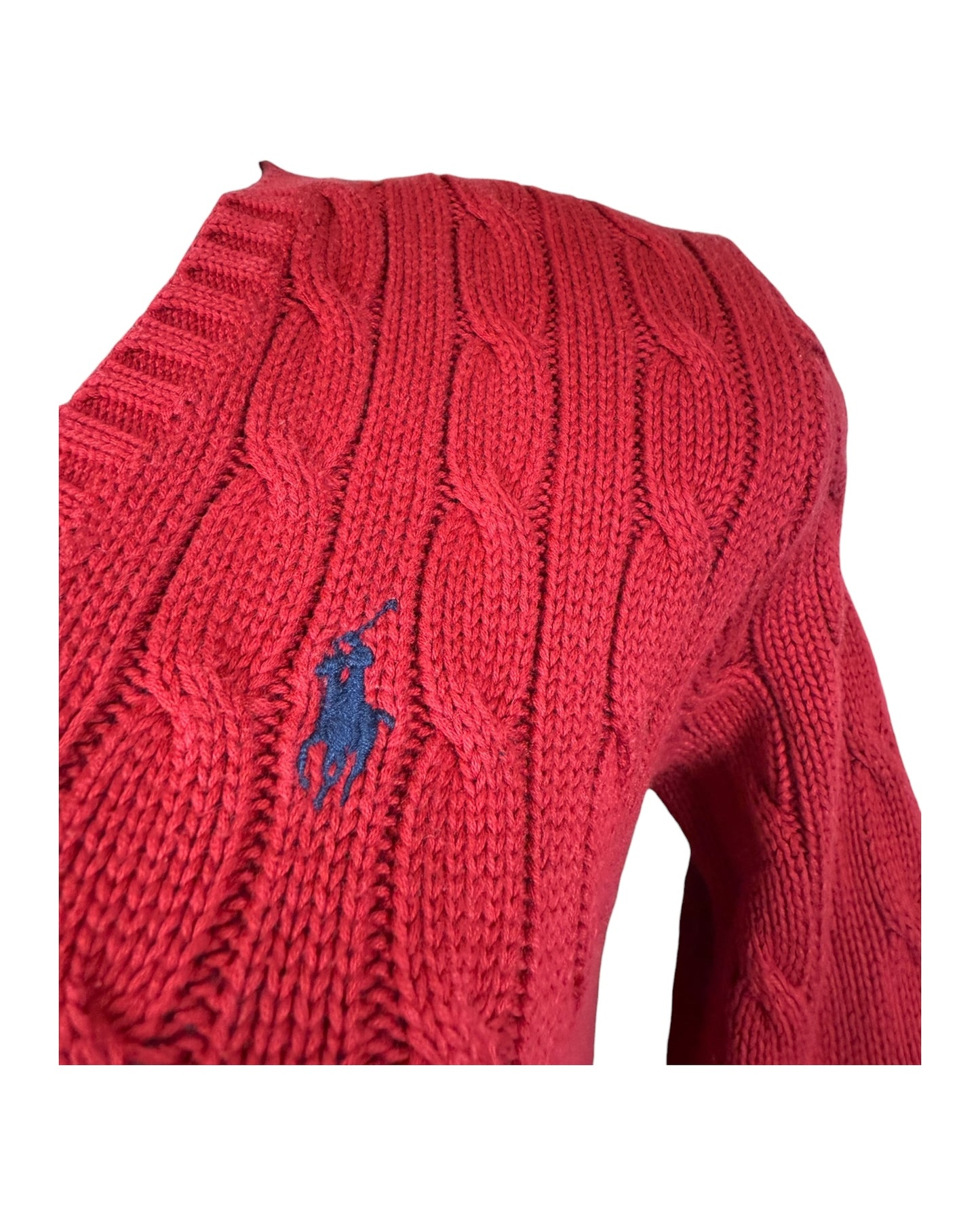 Polo Ralph Lauren Zopfmuster Pullover rot Größe S
