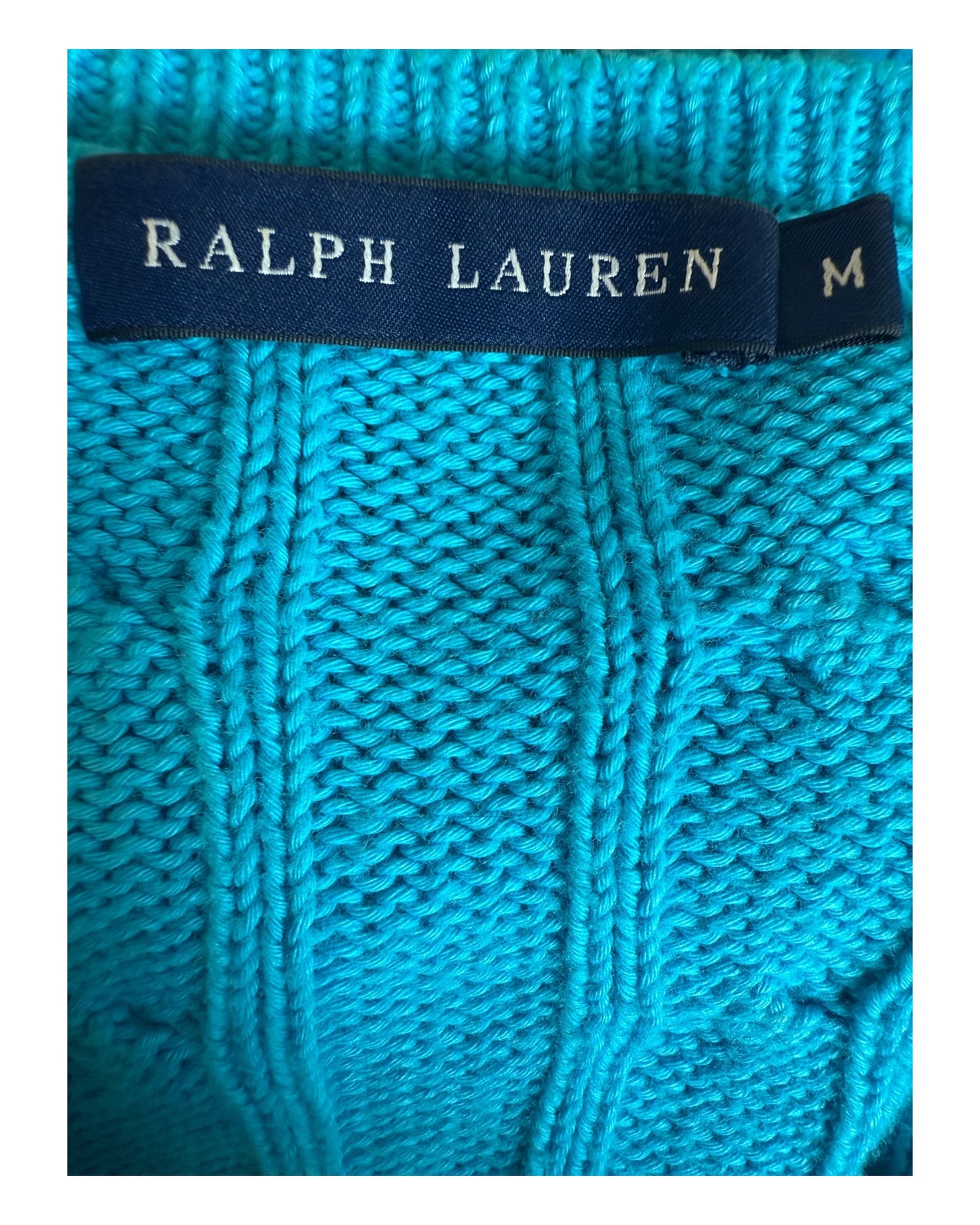 Polo Ralph Lauren Zopfmuster Pullover türkis Größe M
