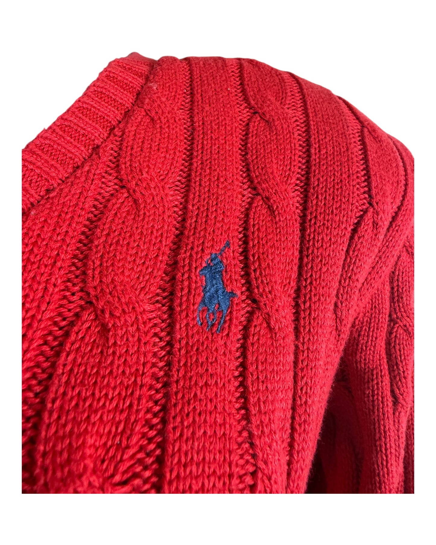 Polo Ralph Lauren Zopfmuster Pullover rot Größe M