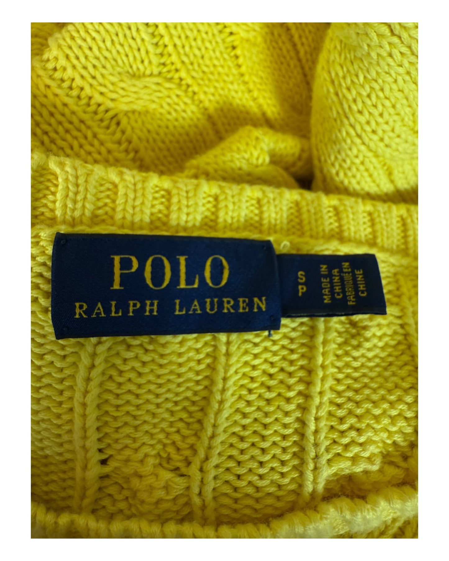 Polo Ralph Lauren Zopfmuster Pullover gelb Größe S