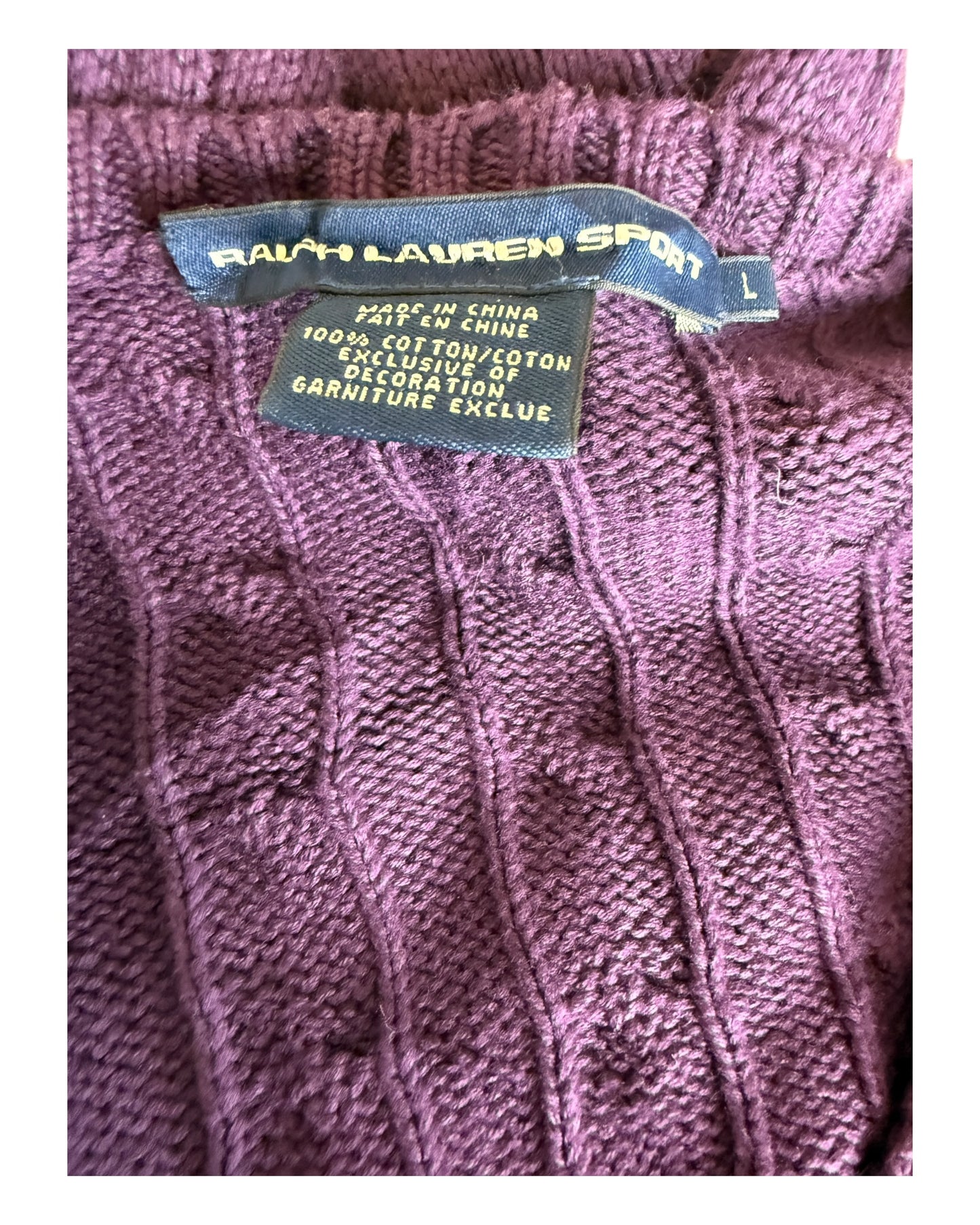 Polo Ralph Lauren Zopfmuster Pullover violett Größe L