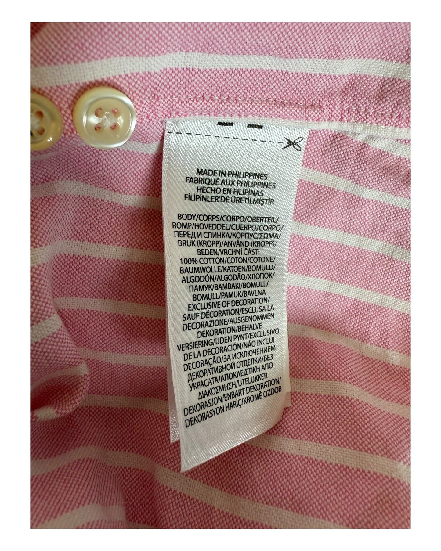 Polo Ralph Lauren Oxfordhemd rosa weiß gestreift Größe L