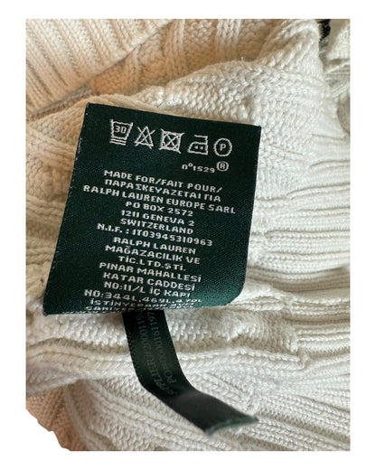 Polo Ralph Lauren Zopfmuster Pullover weiß Größe M