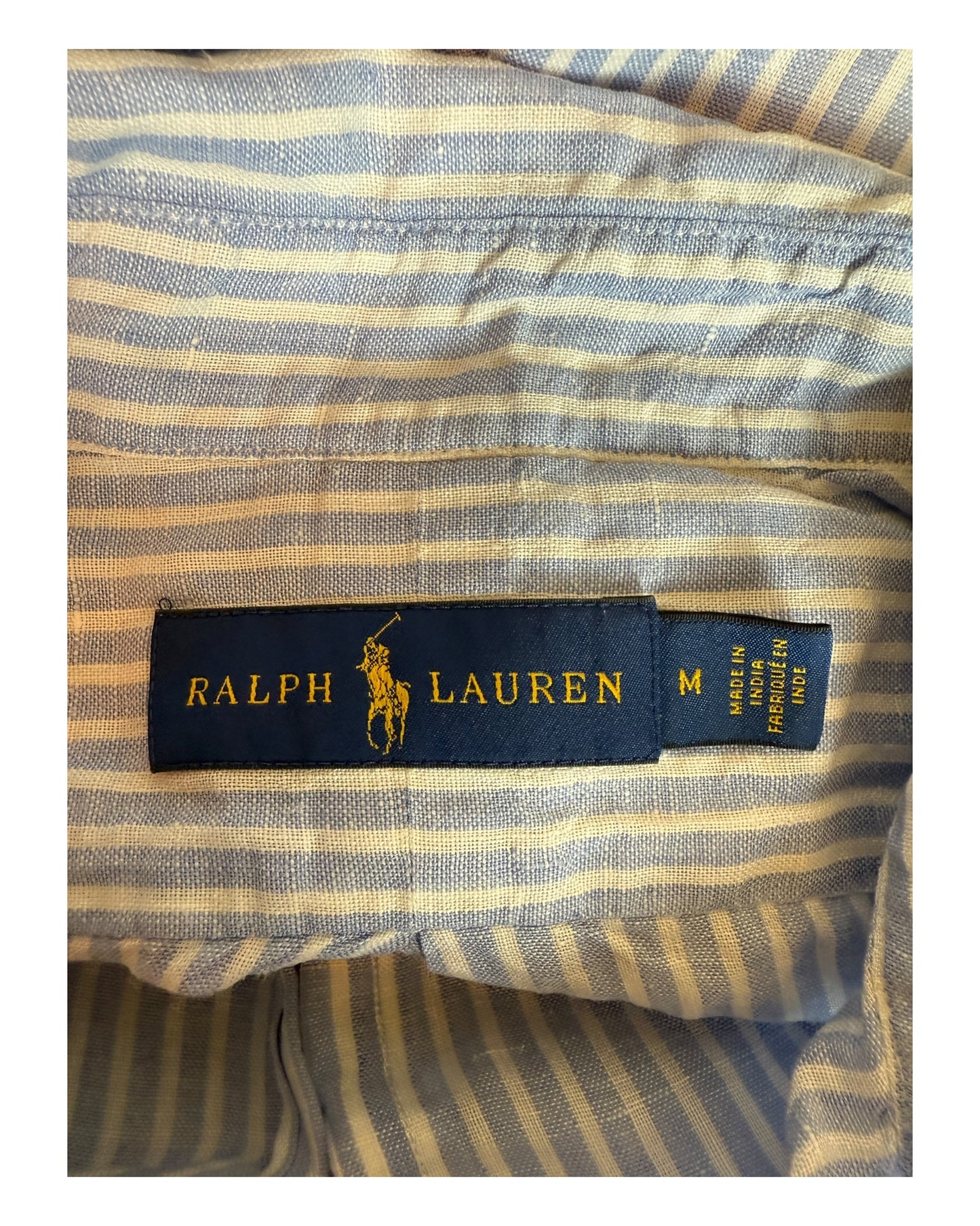 Polo Ralph Lauren Leinenhemd blau weiß gestreift Größe M