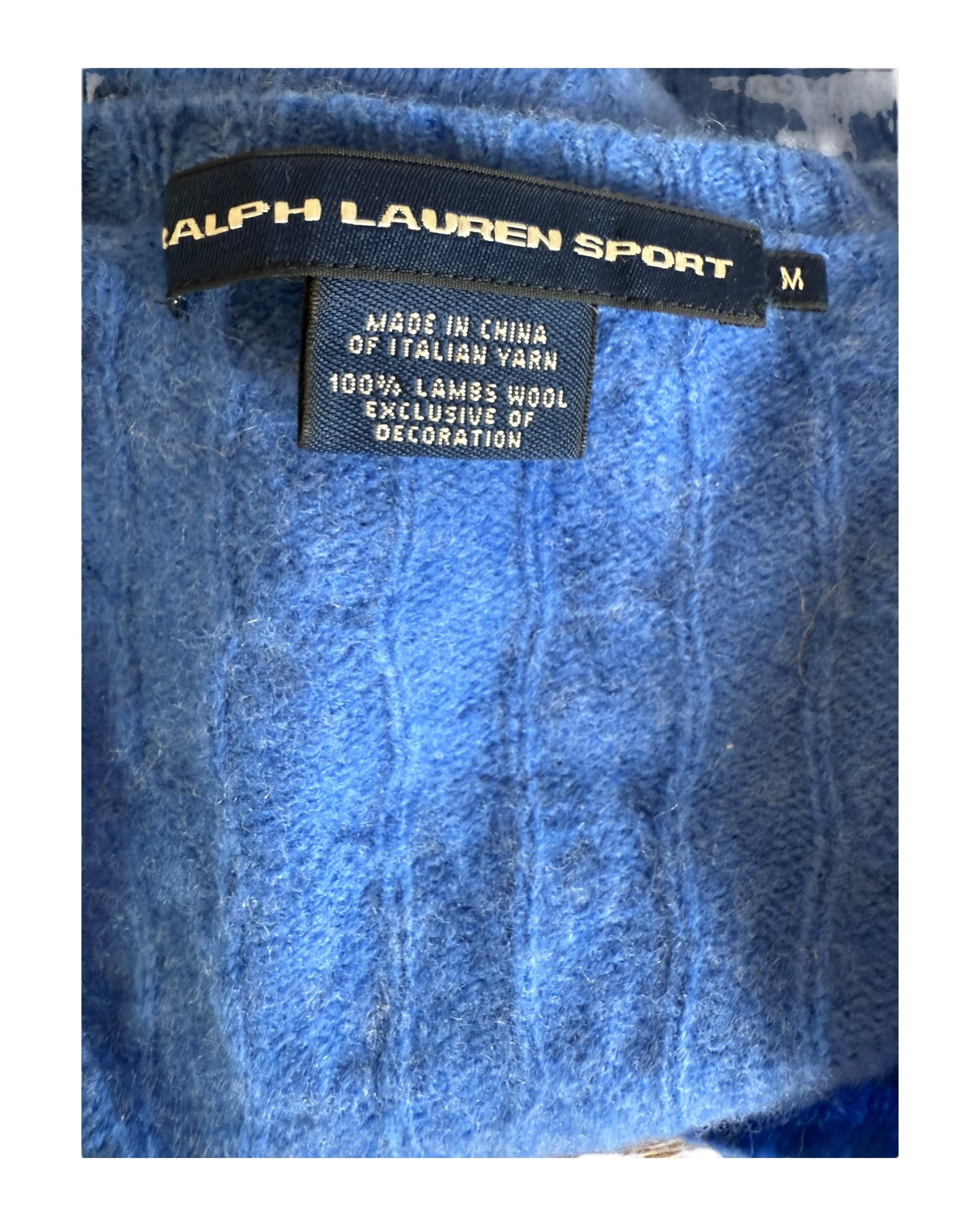 Polo Ralph Lauren Zopfmuster Pullover blau Größe M