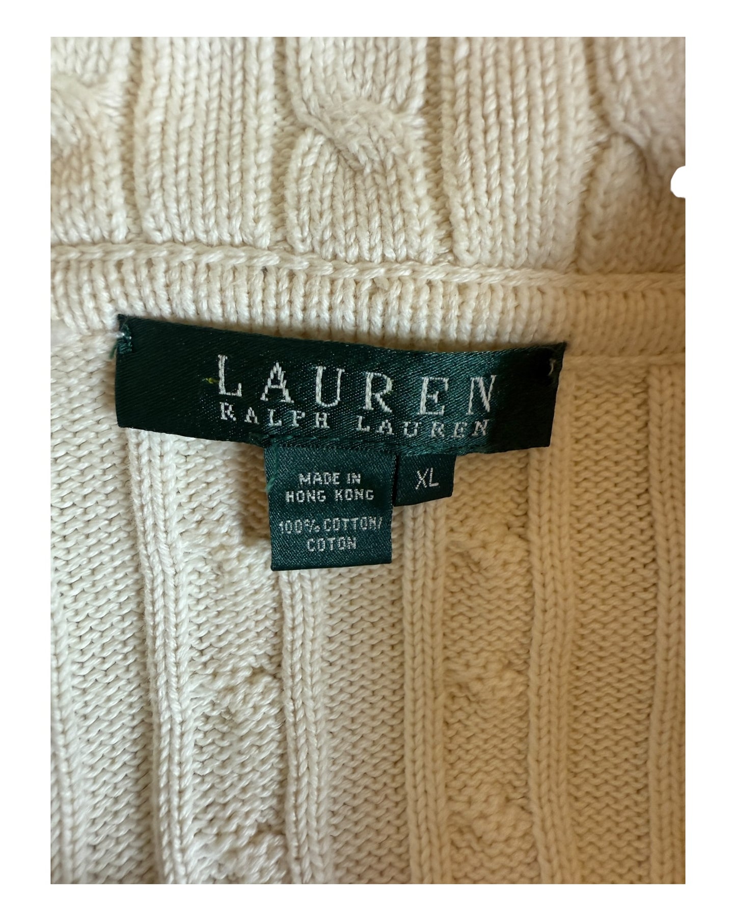 Polo Ralph Lauren Zopfmuster Strickjacke weiß Größe M