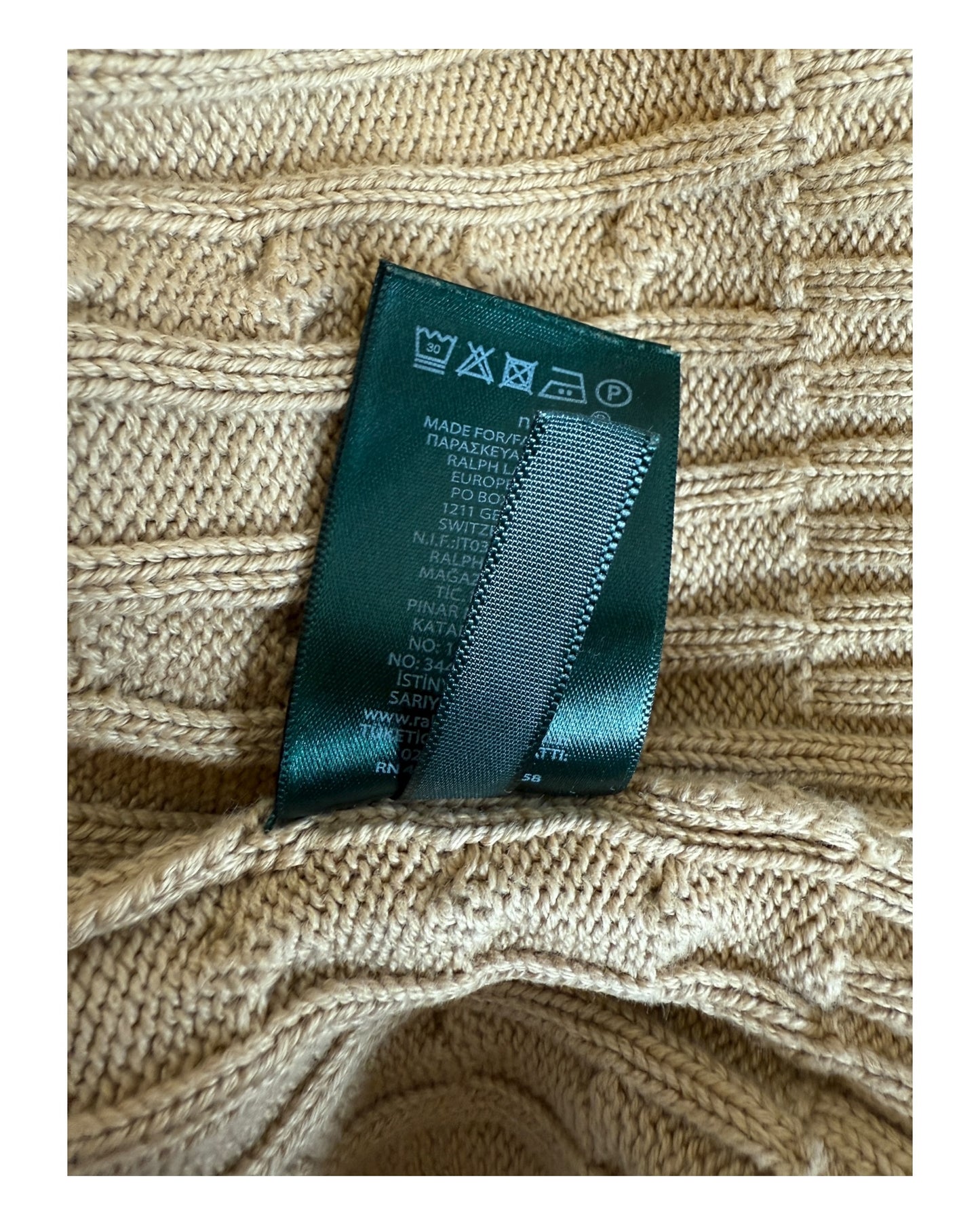 Polo Ralph Lauren Zopfmuster Pullover beige Größe M