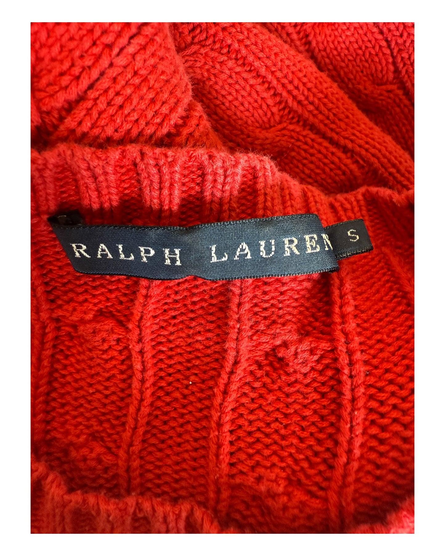 Polo Ralph Lauren Zopfmuster Pullover rot Größe S