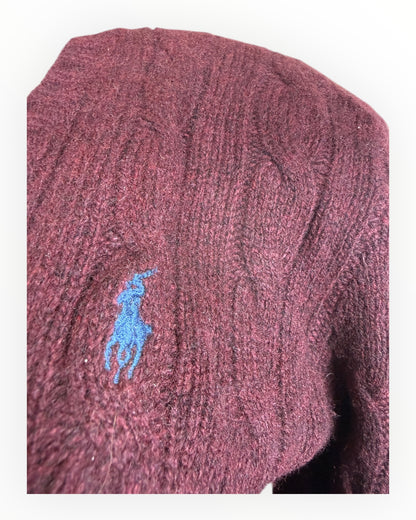 Polo Ralph Lauren Zopfmuster Pullover bordeauxrot Größe M