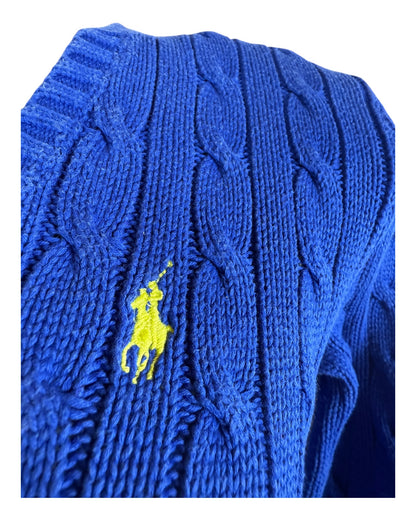 Polo Ralph Lauren Zopfmuster Pullover royalblau Größe M