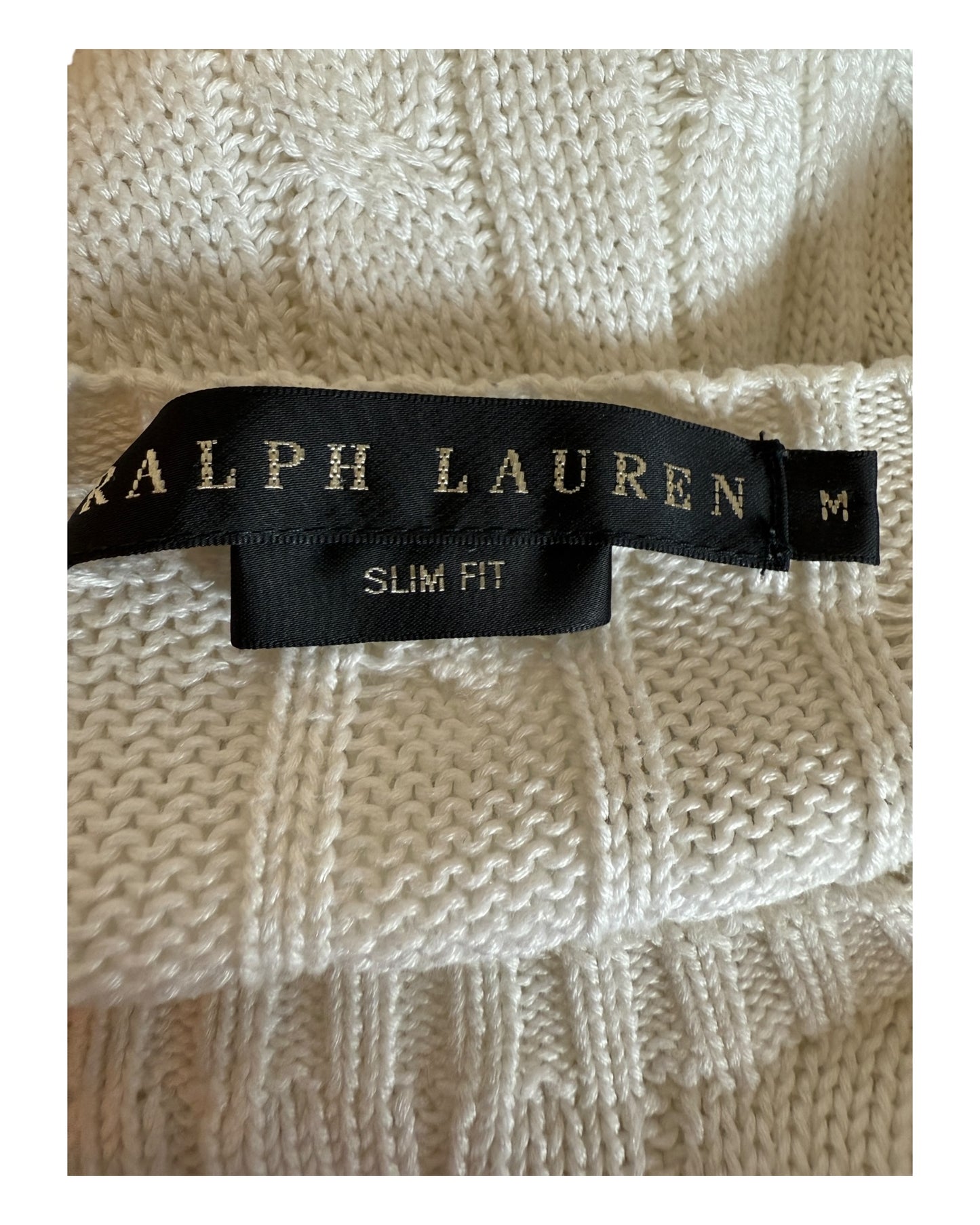 Polo Ralph Lauren Zopfmuster Pullover weiss Größe M