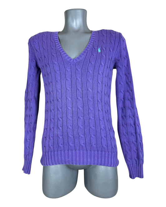 Polo Ralph Lauren Zopfmuster Pullover violett Größe M
