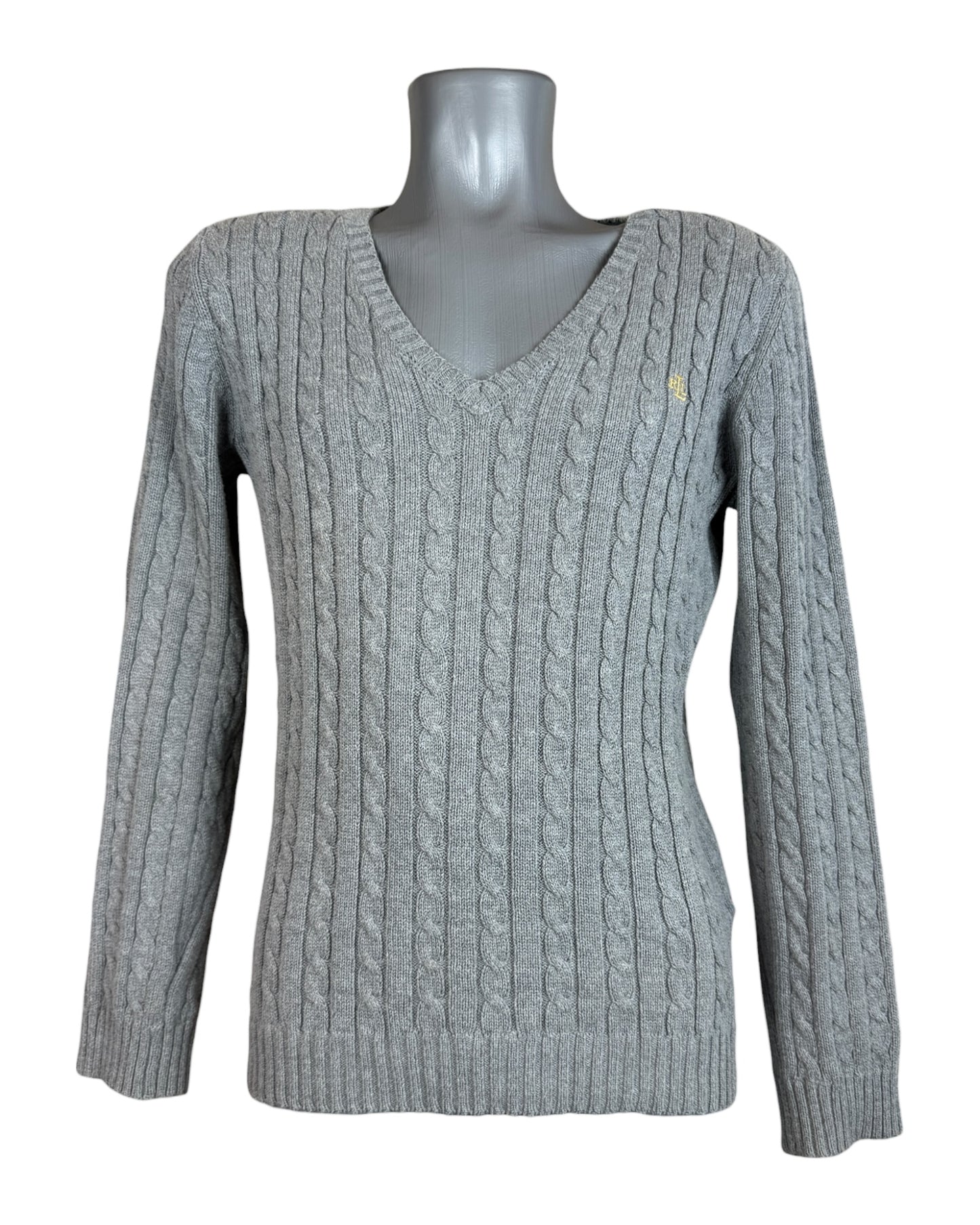 Polo Ralph Lauren Zopfmuster Pullover grau Größe M