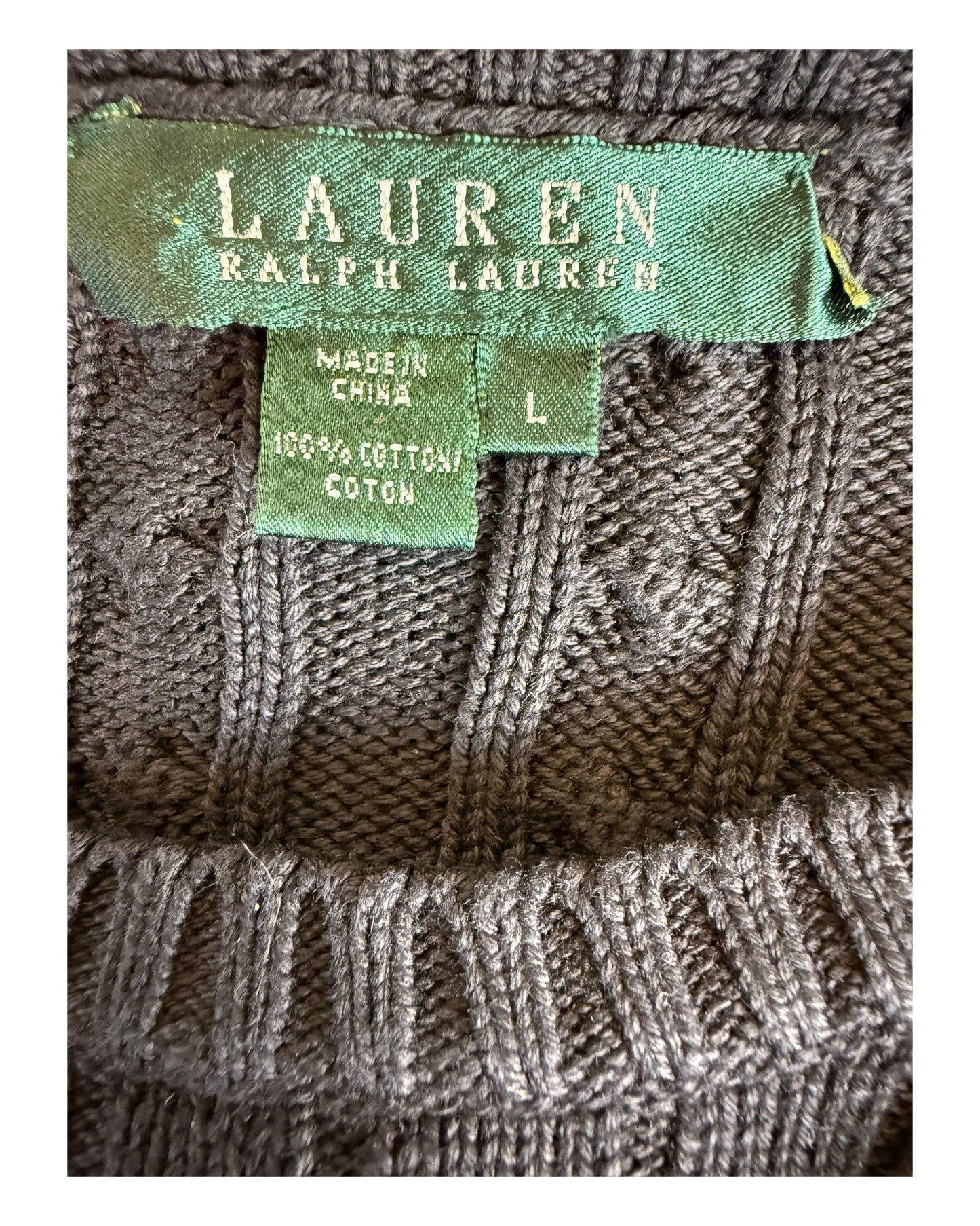 Polo Ralph Lauren Zopfmuster Pullover schwarz Größe L