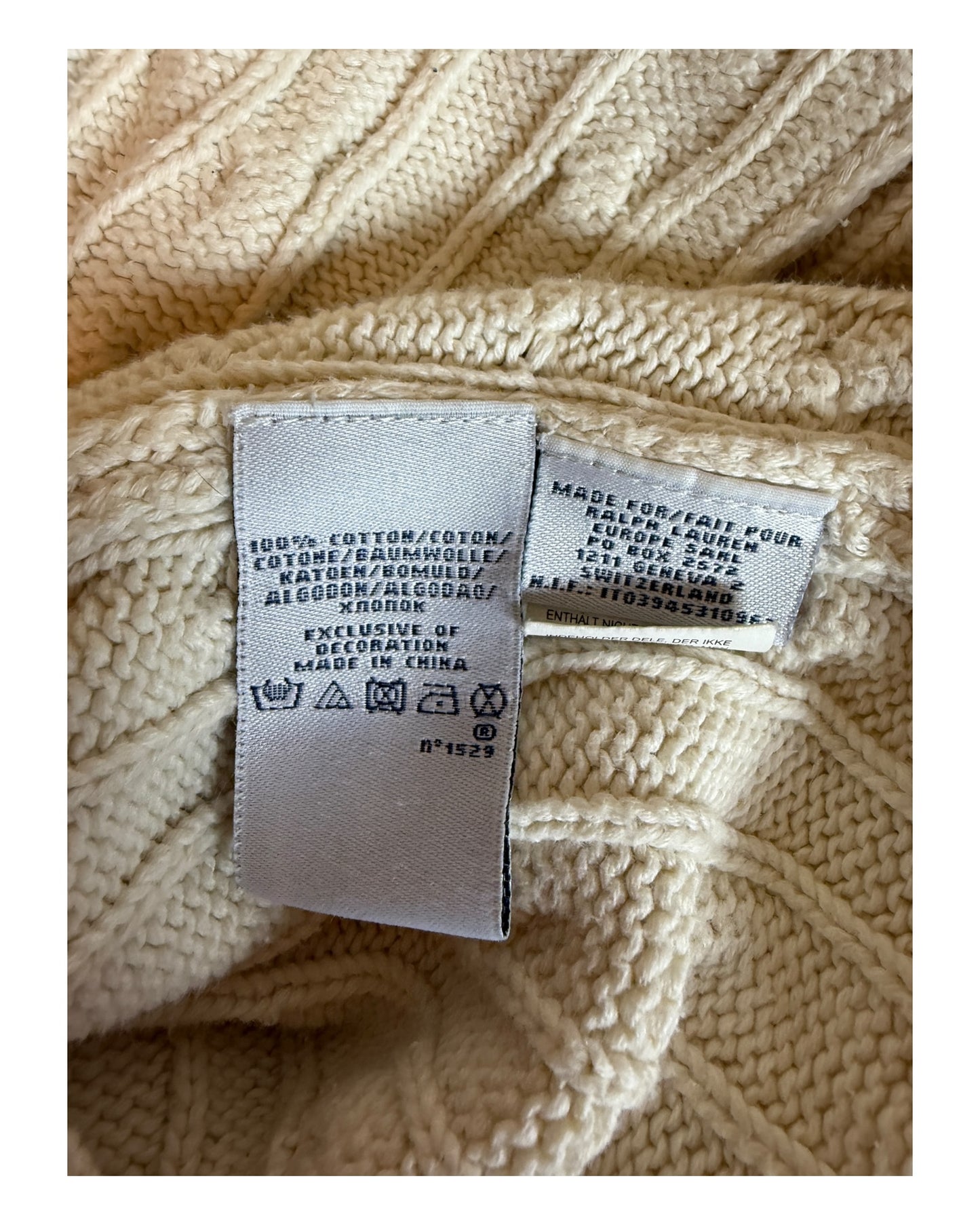 Polo Ralph Lauren Zopfmuster Cardigan creme Größe S
