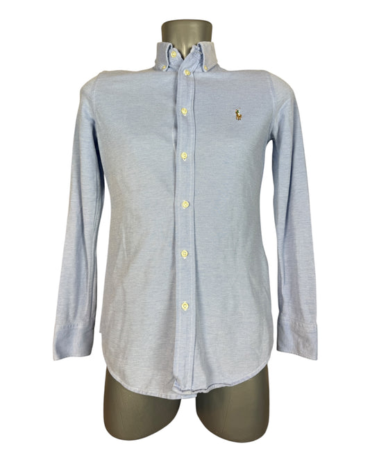 Polo Ralph Lauren Knit Oxford Bluse hellblau Größe M