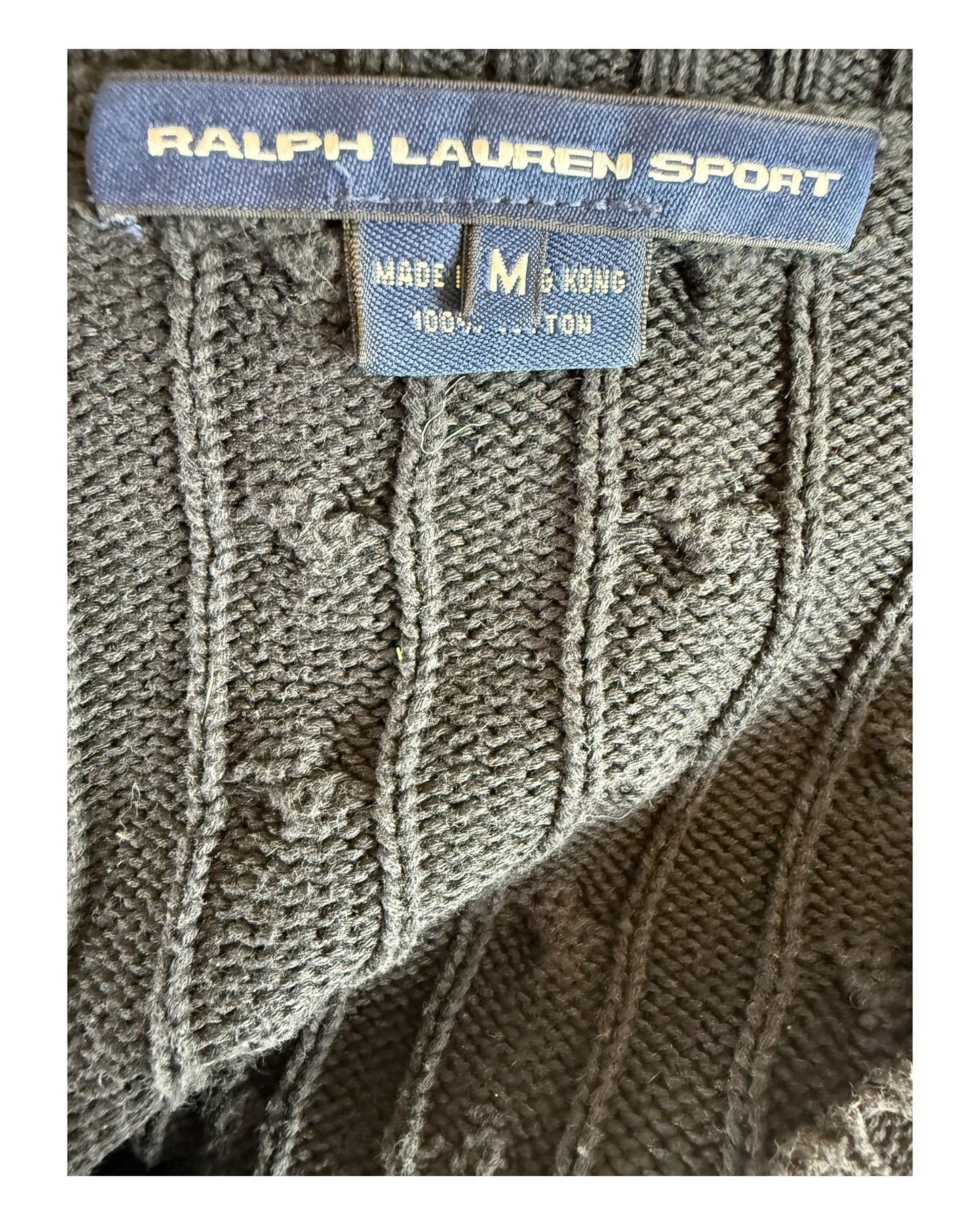 Polo Ralph Lauren Zopfmuster Pullover schwarz Größe M