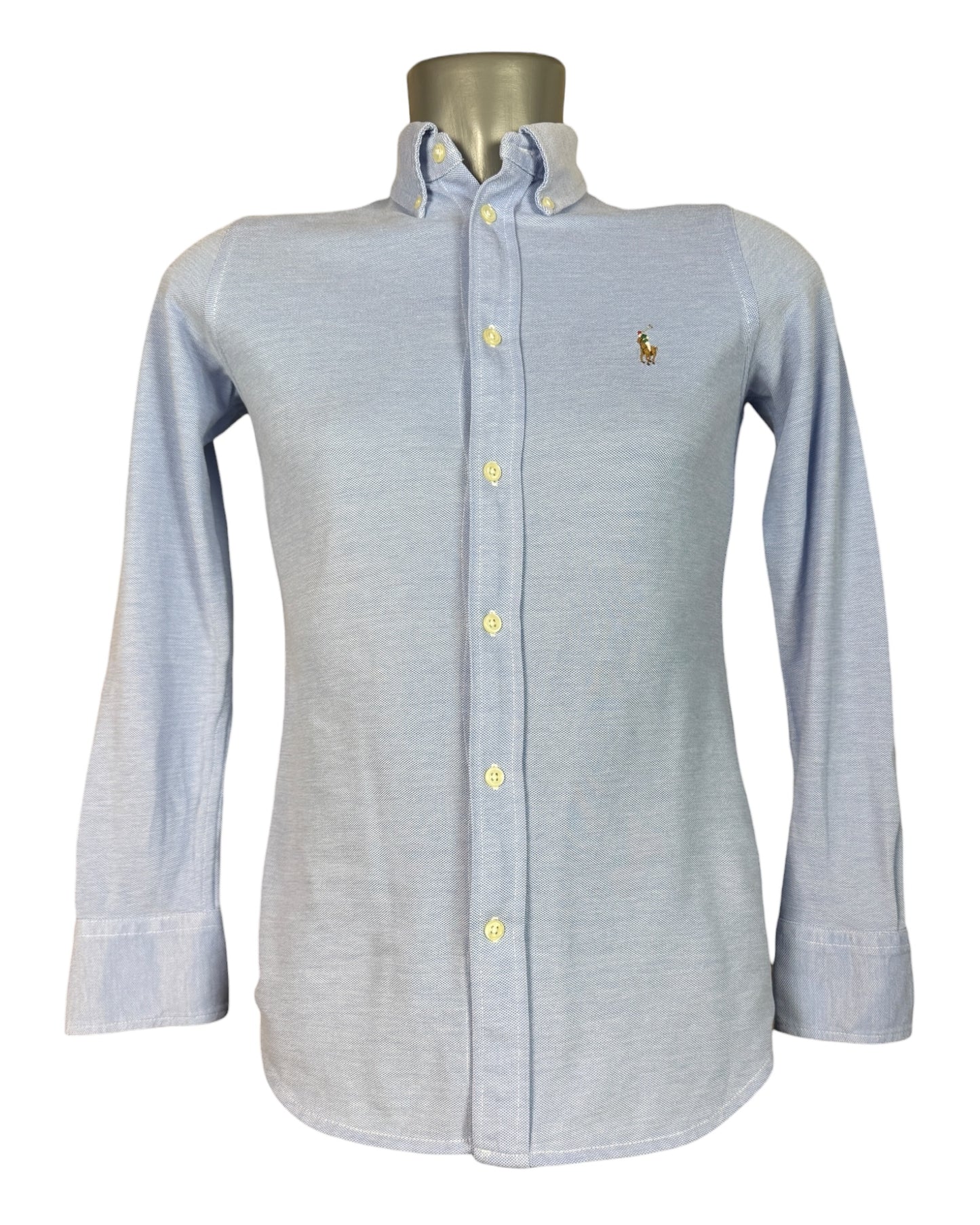 Polo Ralph Lauren Knit Oxford Bluse hellblau Größe S
