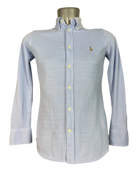Polo Ralph Lauren Knit Oxford Bluse hellblau Größe S