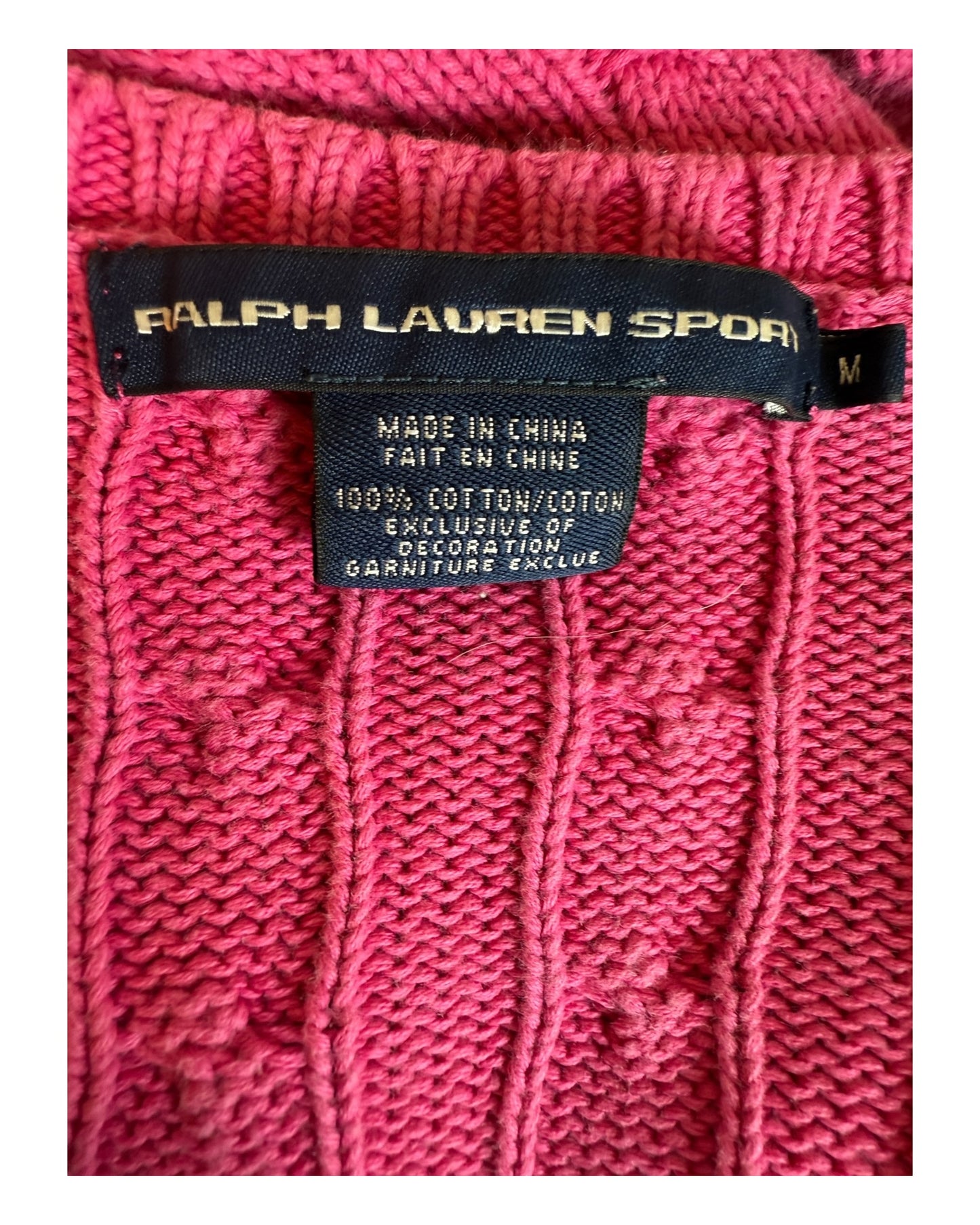 Polo Ralph Lauren Zopfmuster Pullover pink Größe M