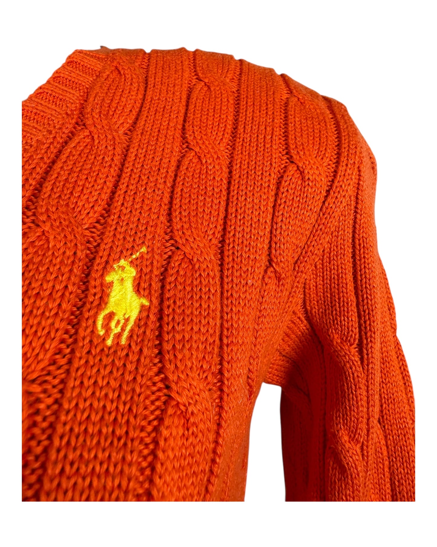 Polo Ralph Lauren Zopfmuster Pullover orange Größe S