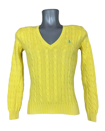 Polo Ralph Lauren Zopfmuster Pullover gelb Größe S