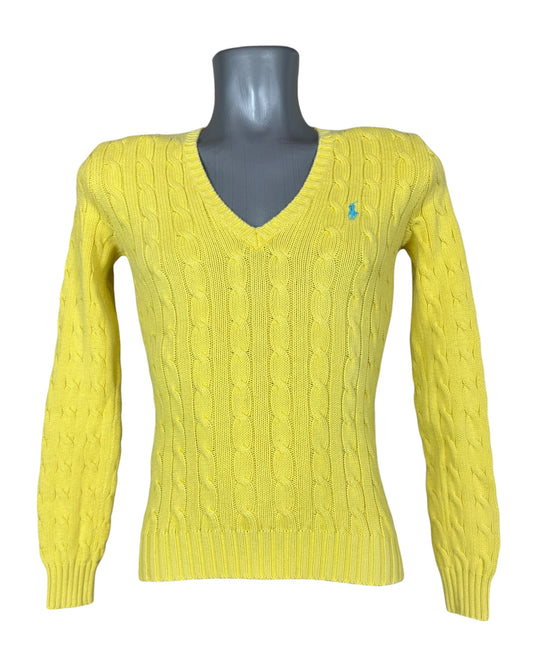 Polo Ralph Lauren Zopfmuster Pullover gelb Größe S