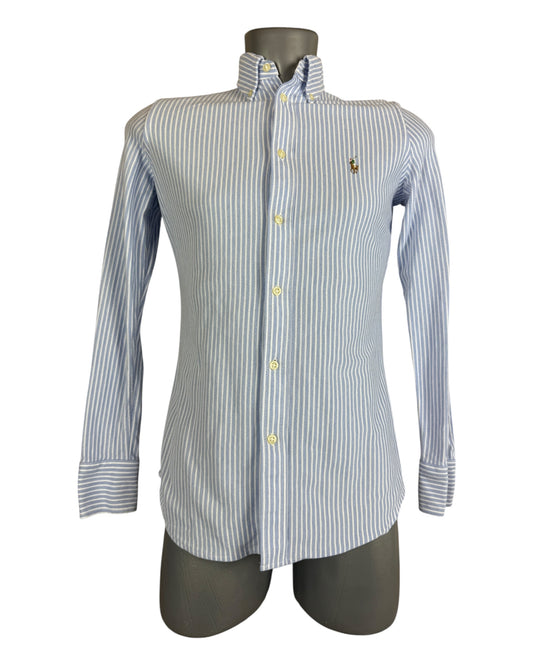 Polo Ralph Lauren Knit Oxford Bluse hellblau weiß gestreift Größe S