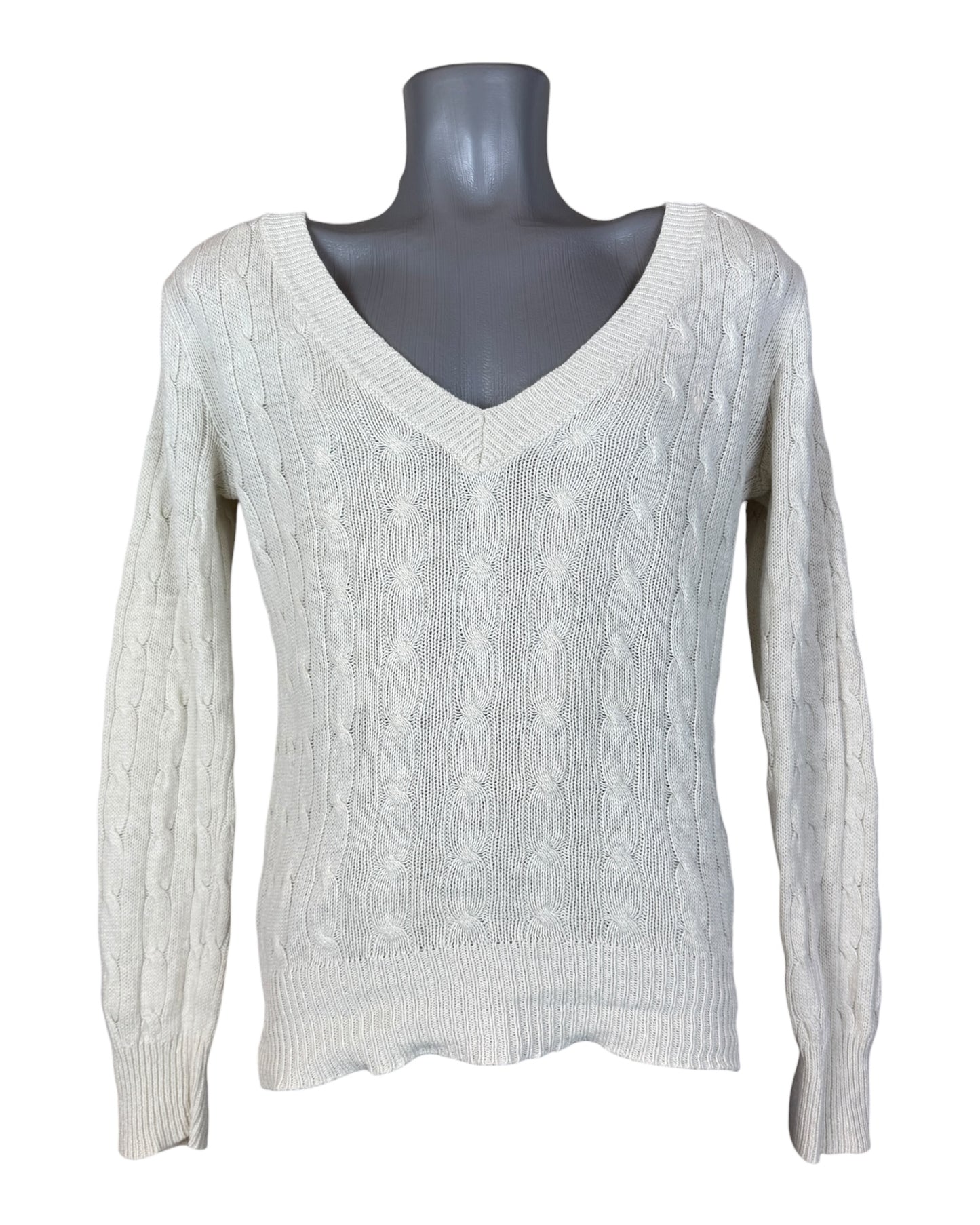 Polo Ralph Lauren Zopfmuster Pullover weiß Größe M