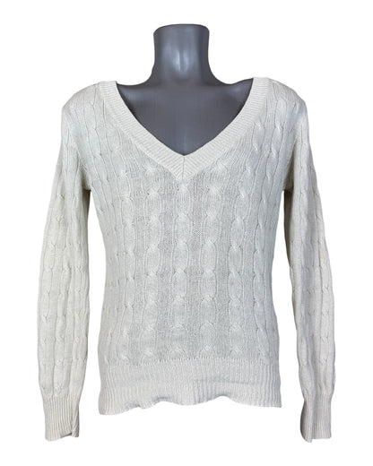 Polo Ralph Lauren Zopfmuster Pullover weiß Größe M