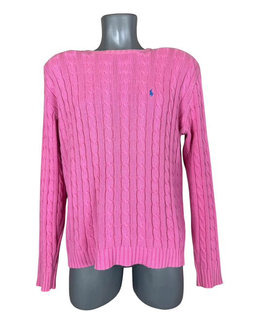 Polo Ralph Lauren Zopfmuster Pullover pink Größe L