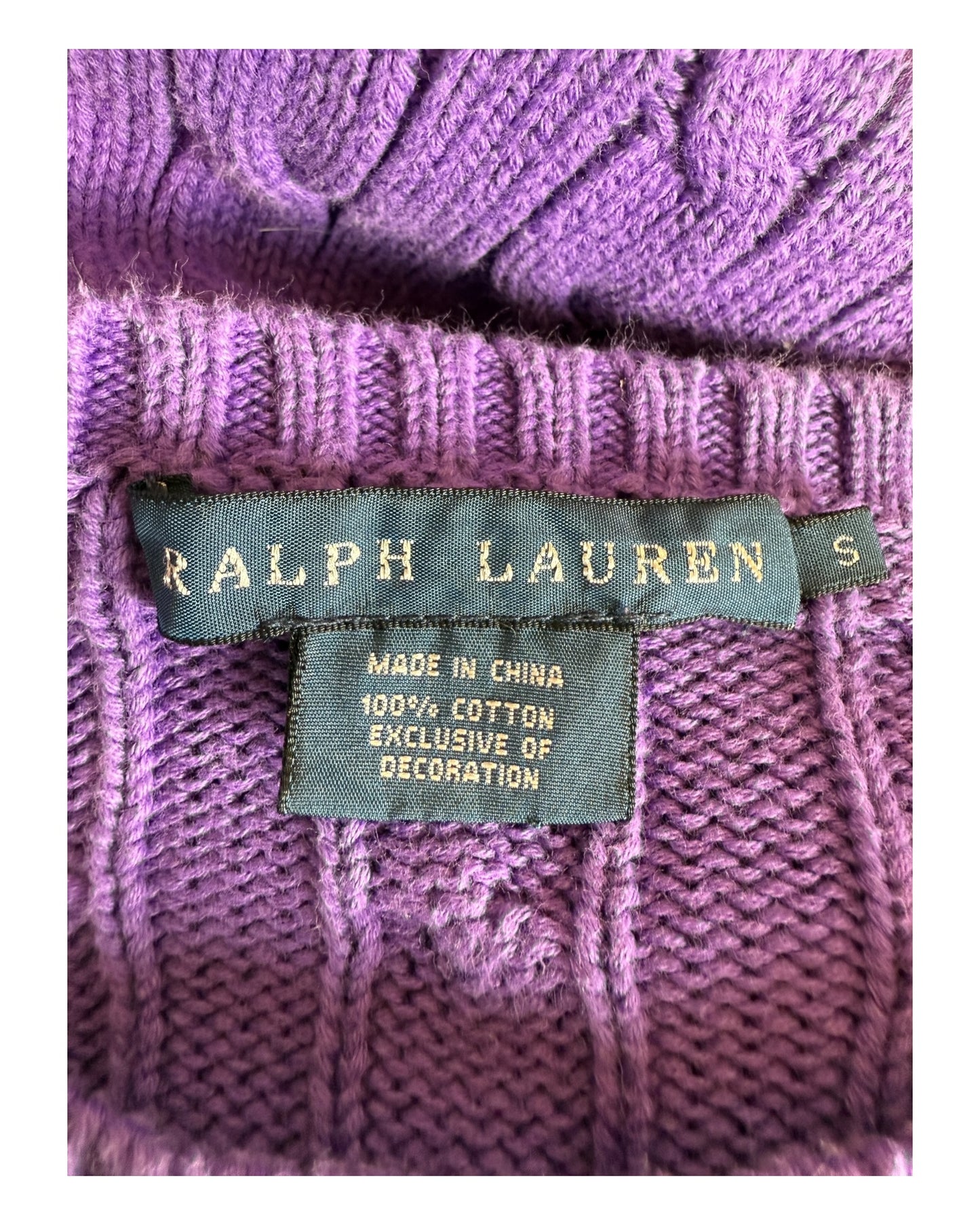 Polo Ralph Lauren Zopfmuster Pullover lila Größe S