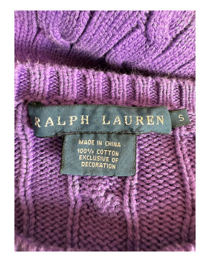 Polo Ralph Lauren Zopfmuster Pullover lila Größe S